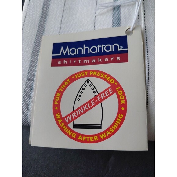 Manhattan Shirtmakers Wrinkle Free Long Sleeve Cotton Blend Men's Shirt 34/35 - Picture 5 of 9